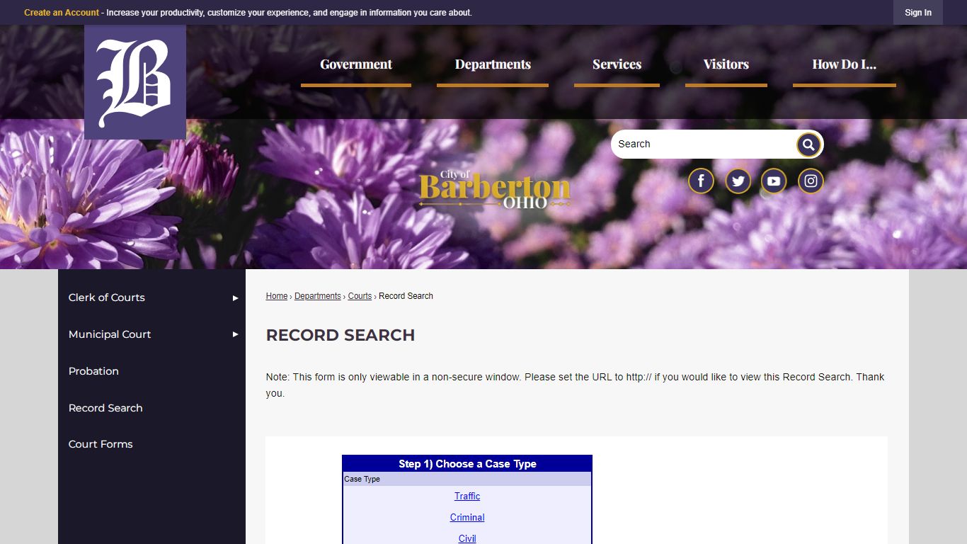 Record Search | Barberton, OH